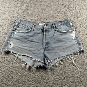 AGOLDE Parker Distressed Denim Cut Off Shorts Size‎ 32 Womens Light Wash
